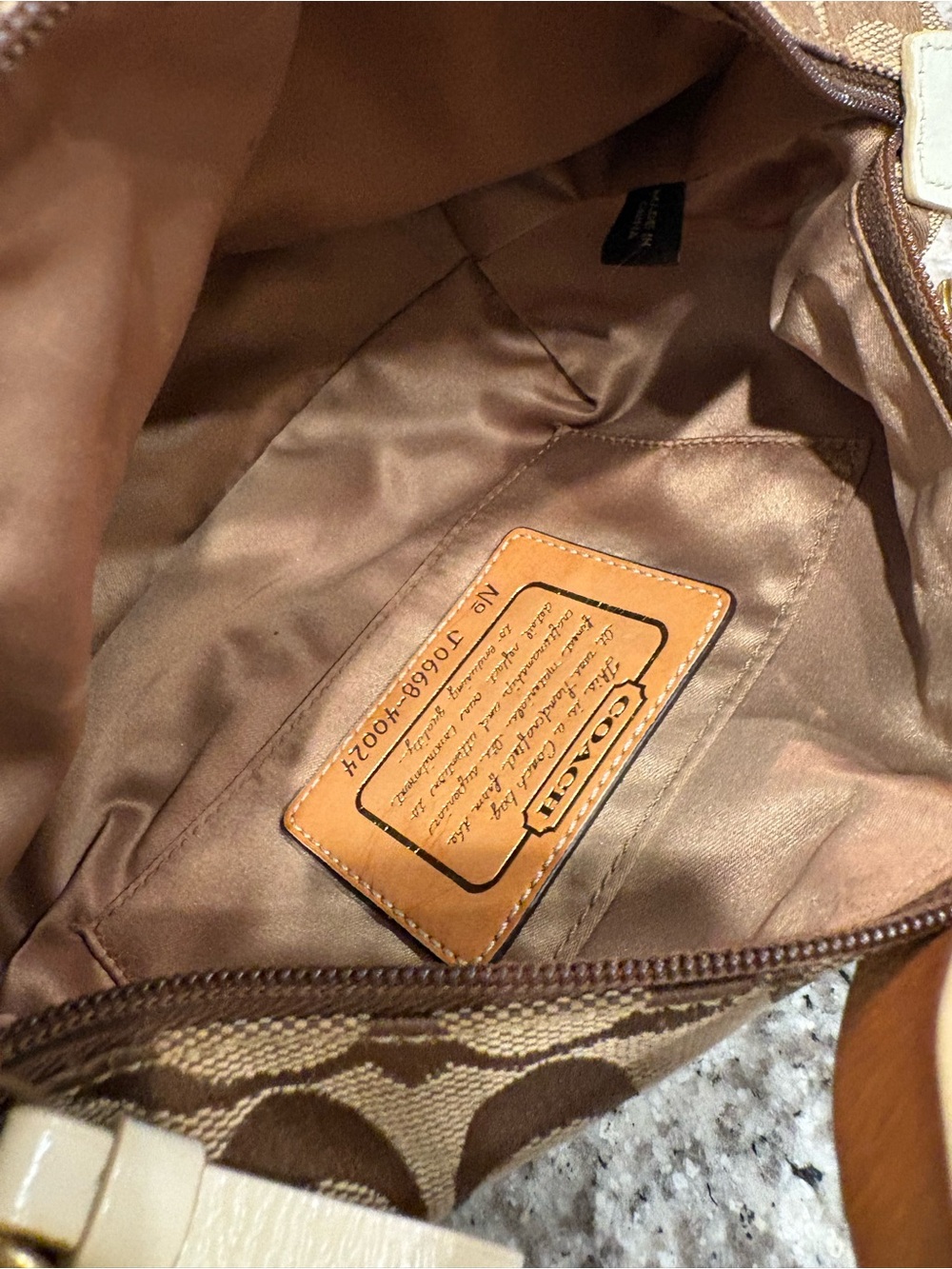Coach Mini Shoulder Bag in Khaki, Cream with Red Charm - Picture 10 of 13